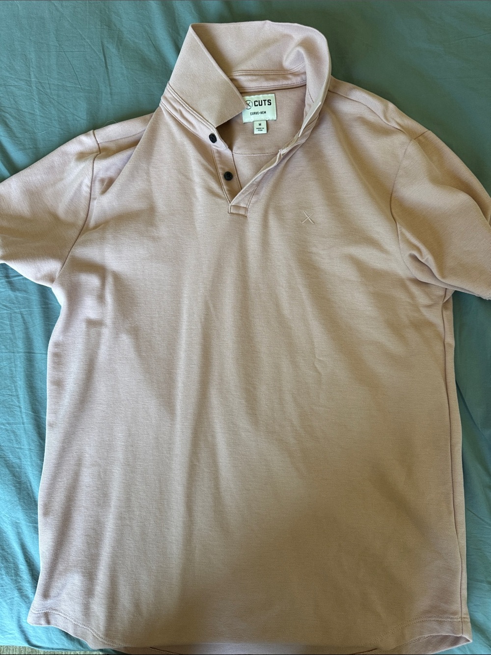 CUTS Men’s Curve-Hem Pima Cotton Polo Medium Dusty Rose
